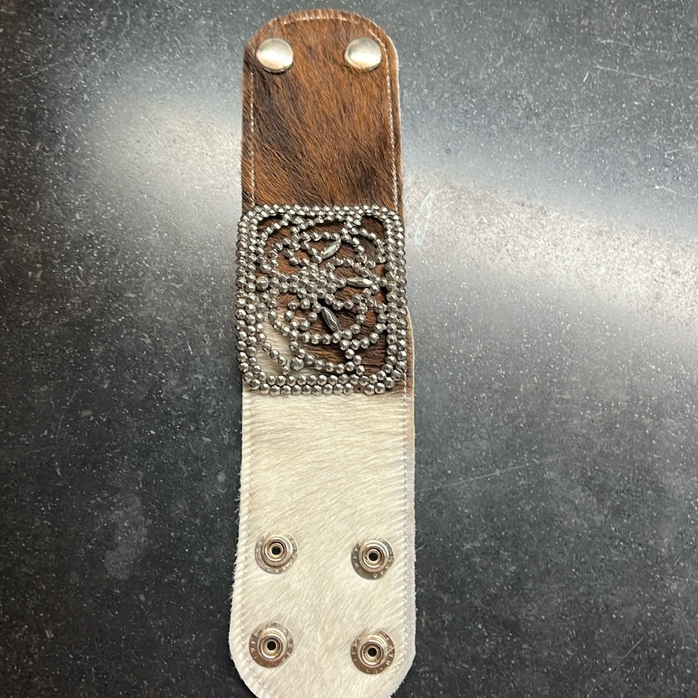 Real Cowhide, leather snap cuff bracelet
